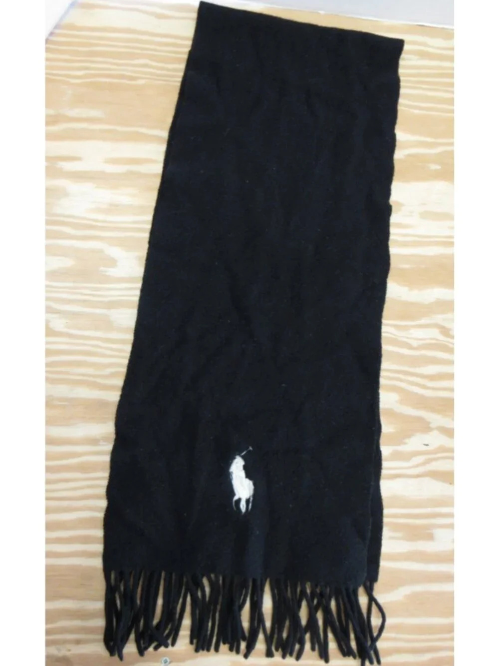 Ralph Lauren Polo Scarf Lambs Wool White Pony Fringe Preppy Italy